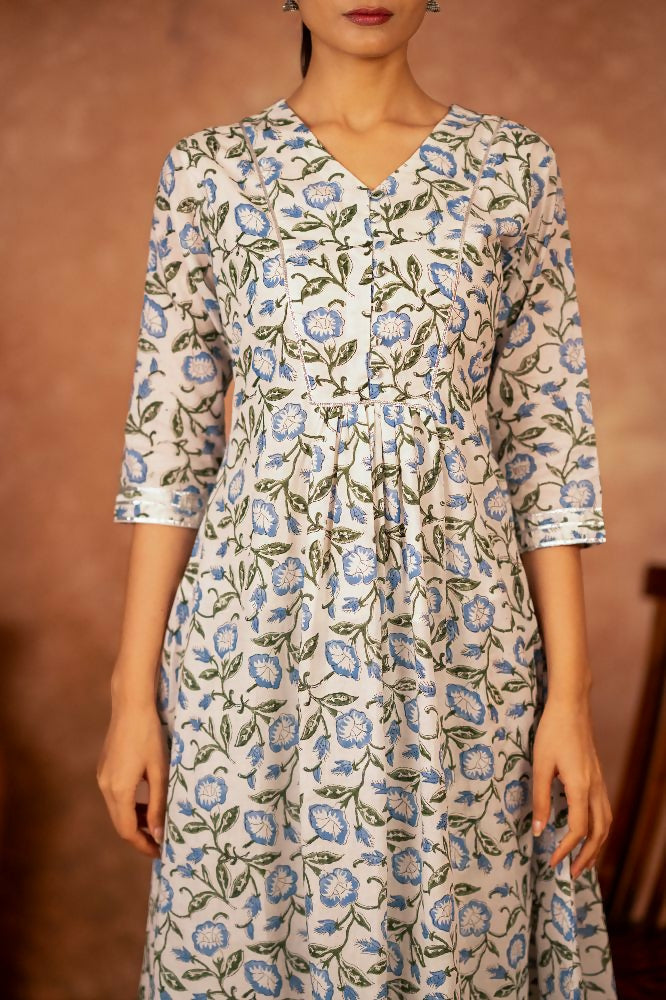 Joban Fashion Blue Hand Block Printed Cotton Suit Set
