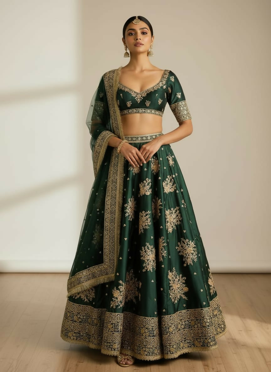 Lehenga Mart Designer Indian Wedding Lehenga Choli-Green