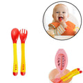 Safe-O-Kid Heat Sensitive 4 Spoons 4 Forks Set, Bpa Free, Silicone Tip, Red And Yellow