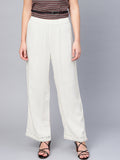 Juniper Women Offwhite Rayon Solid Wide Leg Palazzo