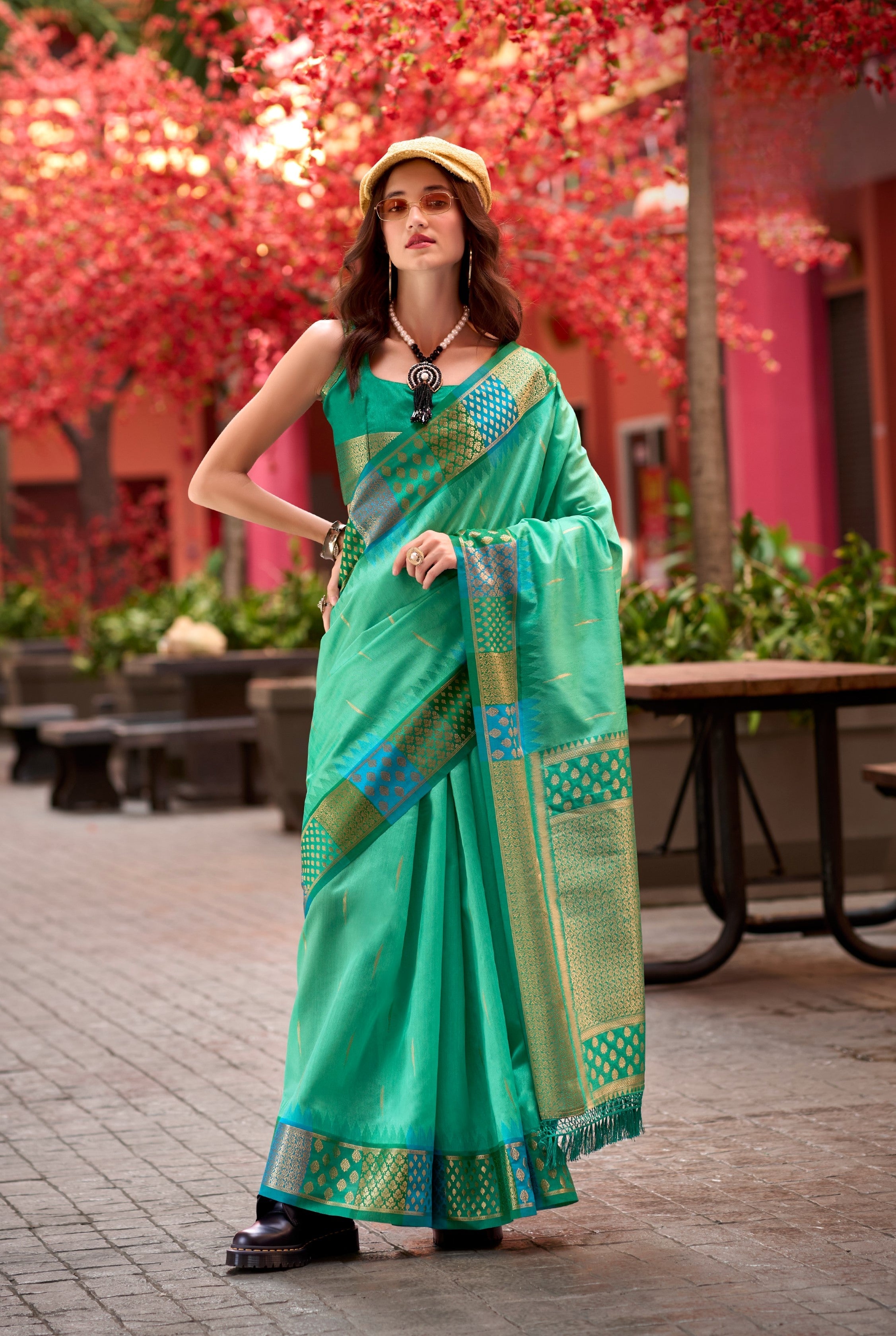 Anaita Light Green Designer Weaving Pure Silk Saree With Blouse