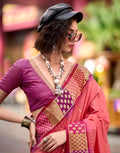 Anaita Peach Designer Weaving Pure Silk Saree With Blouse