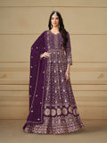 Anaita Purple Embroidered Faux Georgette Anarkali Suit