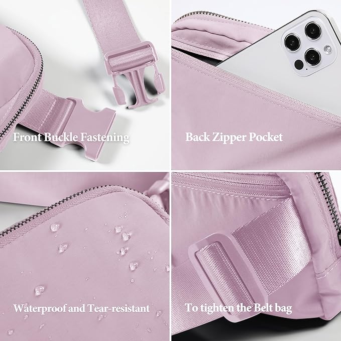 ODODOS Unisex Mini Belt Bag with Adjustable Strap Small Fanny Pack for Workout Running Traveling Hiking, Lavender