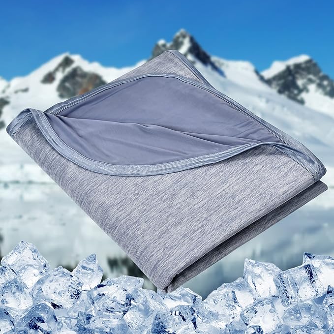 HOMFINE Cooling Blankets for Hot Sleepers - Summer Blanket Thin Lightweight Breathable Soft Double Side Enhanced Cooling for Bed Couch Sofa, Keep Cool for Night Sweats (Blue, 60 x 80 inches)