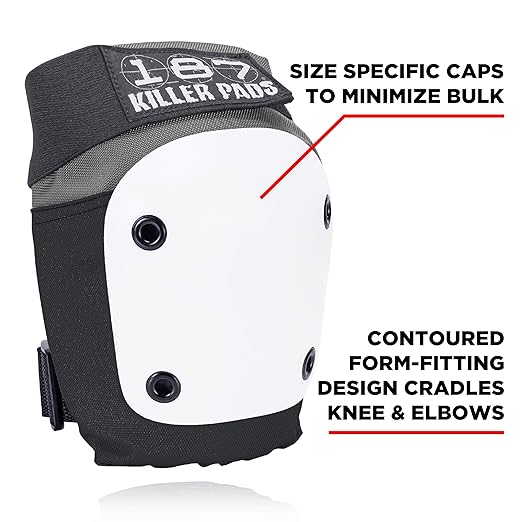 187 Killer Pads Knee Pads, Elbow Pads Combo Pack, Grey, Small/Medium