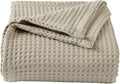 100% Cotton Waffle Weave Bed Blanket | Soft, Breathable, and Lightweight Blanket for All-Season | Perfect for Layering | Brielle Collection (King, Linen)