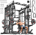 Smith Machine with Cable Crossover System, Multi-Function Power Cage Squat Rack for Home Gym, Power Rack and Packages Weight Sets.
