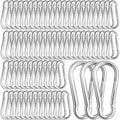 150 Pcs 2.36" M6 Spring Snap Hook Carabiners - Heavy Duty Galvanized Steel Keychain Clips for Hammock, Swing, Camping, Hiking & Outdoor Gear (Sliver)