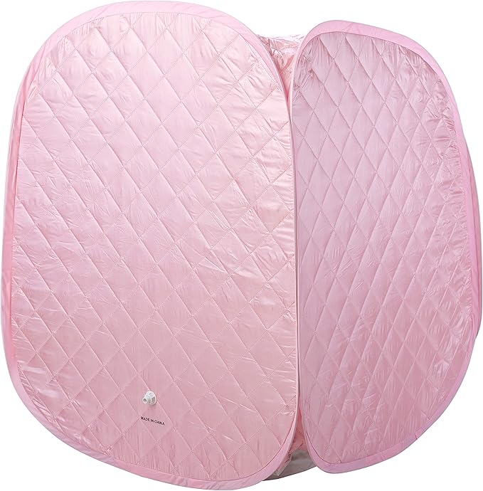 Durasage Personal Foldable Steam Sauna for Relaxation at Home, 60 Minute Timer, 800 Watt Steam Generator, Chair Included - Light Pink