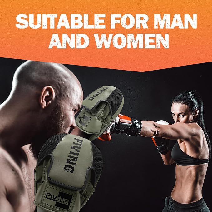 Boxing Pads for Men, Women, & Kids, Leather Focus Mitts for Martial Arts, Boxing Training, Curved Punch Mitts for Karate, Kickboxing,Muay Thai, Taekwondo