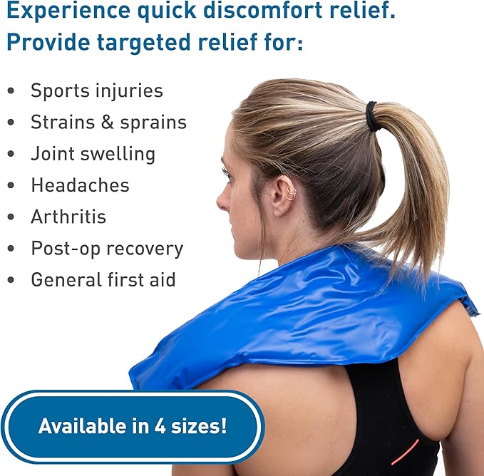 BodyMed Reusable Vinyl Ice Pack (2-Pack) for Knee, Arm, Elbow, Shoulder, Back - Professional Grade Cold Therapy for Injuries, Aches, Swelling, Bruises, Sprains - 21 in. x 13 in. (Oversize)