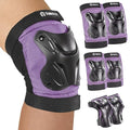 Skating Protective Gear Adult Youth Knee Pads and Elbow Pads Set, Skateboard Wrist Guards for Roller Skating Skateboarding Cycling Purple