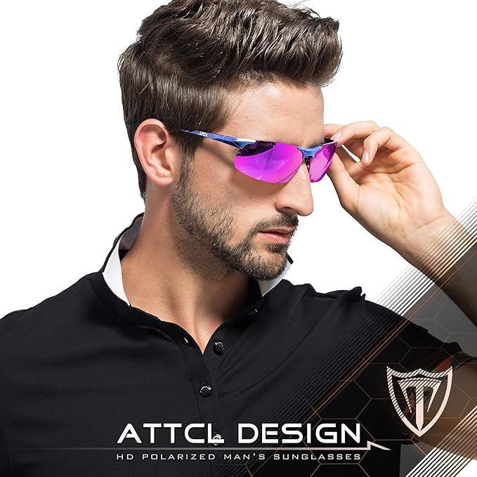 ATTCL Men's Sports Polarized Sunglasses Men for Driving running Fishing Golf - UV Protection Sun glasses Metal Frame