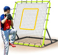 Baseball Rebounder Net 4x4.5FT - 5 Adjustable Angles Baseball Training Equipment for Ground, Line Drive & Fly Balls, Soccer Softball Volleyball Rebounder, Bounce Back Net with Hangbag