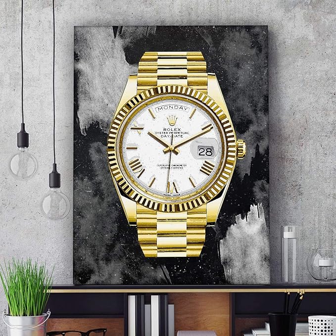 SuccessHunters Luxury Gold Watch Canvas Print Office Wall Decoration Home Decor Modern Art Prints Inspiration Motivation Inspire Entrepreneur Quote Inspirational Motivational House Decal (24" x 18")