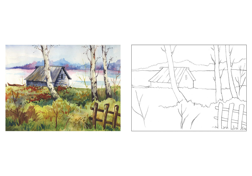 Scholars Hub Best Scenery In Water Colour Book- Vol-1, Vol 2 ( Set Of 2 Books) | 40 Pages