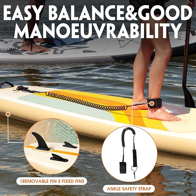 PORTAL SUP Inflatable Paddle Board for Adults 10'6'' Stand Up Paddleboard,Non-Slip Deck Blow up Paddle Boards with Adjustable Paddle, Carry Bag, and Repair Kit