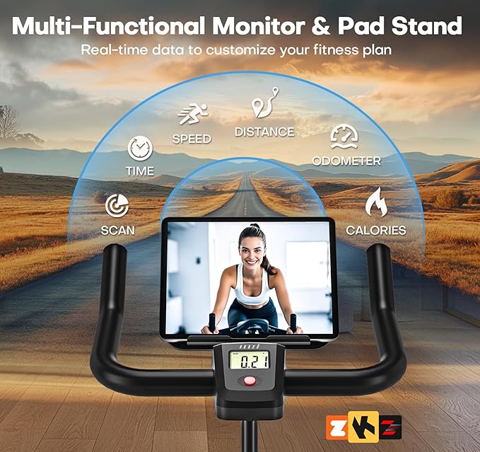 Exercise Bike, CHAOKE Quiet Magnetic Resistance 300LB Capacity Stationary Bike for Home with App Compatible, Indoor Bike with Comfortable Seat and Digital Display