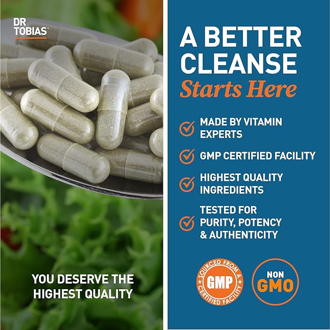 Dr. Tobias Colon 14 Day Cleanse, Advanced Gut Cleanse Detox for Women & Men with Cascara Sagrada, Psyllium Husk, Senna Leaf & Probiotics, Non-GMO Colon Cleanse, 2 Bottles of 28 Capsules (1-2 Daily)