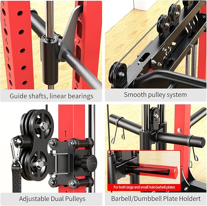 Power Cage,1600lbs Multi-Function Power Rack with Adjustable Cable Crossover System and More Training Attachment, Weight Cage for Home Gym