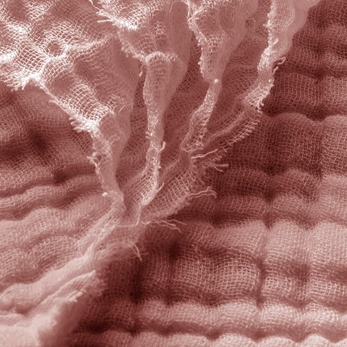 Carriediosa 100% Cotton Muslin Throw Blanket 66" X 90" Twin XL Size，4-Layers Summer Gauze Throws for Bed Couch，Soft Lightweight Breathable Linen Blankets Bedspread for Adults All Season，Mauve