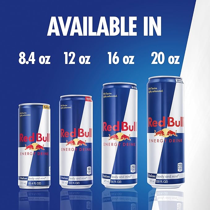 Red Bull Energy Drink with 80mg Caffeine plus Taurine & B Vitamins, 8.4 Fl Oz, Pack of 4 Cans