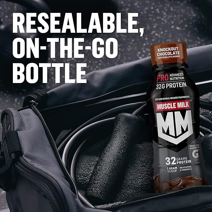 Muscle Milk Pro Advanced Nutrition Protein Shake, Intense Vanilla, 11.16 Fl Oz (Pack of 12), 32g Protein, 1g Sugar, 16 Vitamins & Minerals, 5g Fiber, Workout Recovery, Energizing Snack, Packaging May Vary