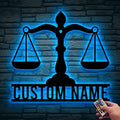 Personalized Lawyer Metal Sign LED Light, Custom Scales of Justice Metal Wall Art With LED Lights, Wall Art Hanging Home Decor Birthday Xmas Gift