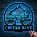 Personalized Logging Lumber Harvester Monogram Metal Sign Art LED Light, Custom Logging Lumber Metal Sign, Wall Art Hanging Home Decor Birthday Xmas Gift