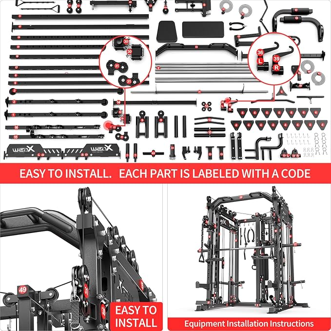 Power Cage,1600lbs Multi-Function Power Rack with Adjustable Cable Crossover System and More Training Attachment, Weight Cage for Home Gym