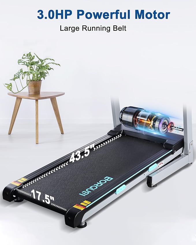 Treadmill with Auto Incline - 300 lb Capacity, 3.0HP Folding Electric Treadmill Up to 8.5 MPH Speed, Running Machine with 17.5" Wide Tread Belt and Bluetooth Speaker for Home Use
