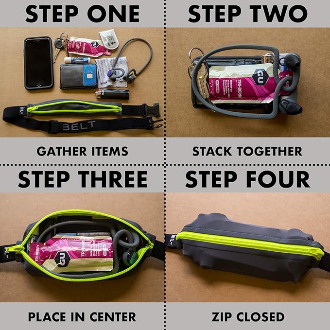 SPIbelt Running Belt for Women Men, Phone Holder for Running, Running Fanny Pack, Holder for Phone, Running Waist Pack, Adjustable Waist, [Fits All Phones]. Black with Hot Pink Zipper
