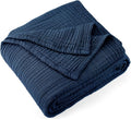 Carriediosa 100% Cotton Muslin Throw Blanket 90" X 90" Queen Size，4-Layers Summer Gauze Throws for Bed Couch，Soft Lightweight Breathable Linen Blankets Bedspread for Adults All Season，Navy Blue