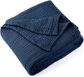 Carriediosa 100% Cotton Muslin Throw Blanket 50" X 70" Throw XL Size，4-Layers Summer Gauze Throws for Bed Couch，Soft Lightweight Breathable Linen Blankets Bedspread for Adults All Season，Navy Blue
