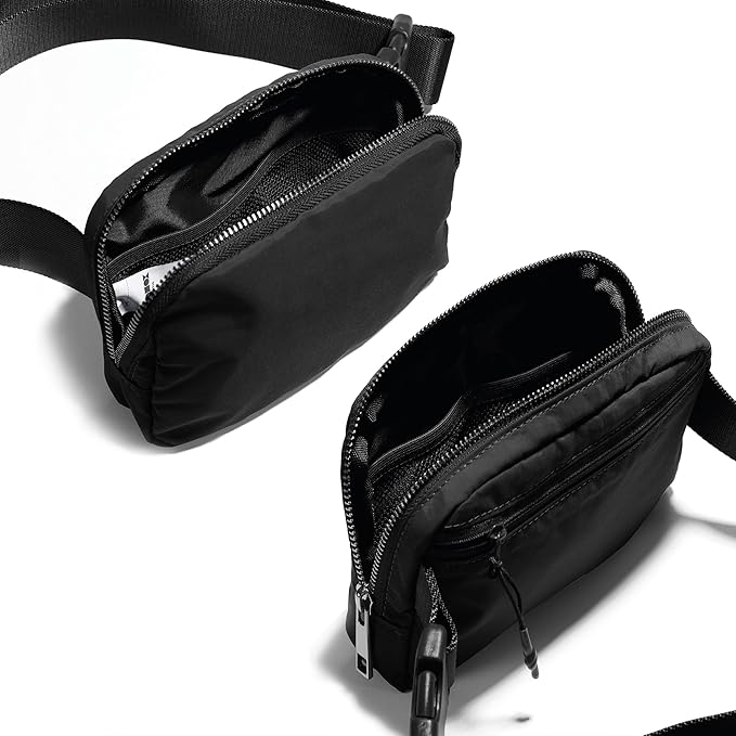 ODODOS Unisex Mini Belt Bag with Adjustable Strap Small Fanny Pack for Workout Running Traveling Hiking, Black