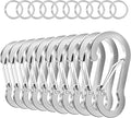 sprookber 3.2 Inch Aluminum Carabiner Clips D Ring, Caribeaner Spring Snap Hook with Keychain for Camping, Hiking, Gym & Outdoor Gear, Set of 10