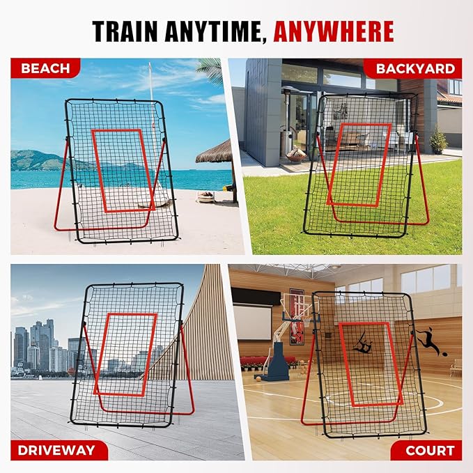 Volleyball Rebounder Net，Portable 7x4 ft Training Equipment for Spike and Smash Practice - 5 Rebound Angles Custom Target Area for Volleyball Sports Training
