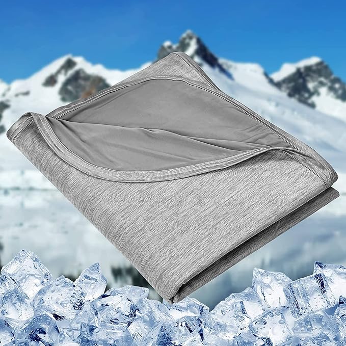 HOMFINE Cooling Blankets for Hot Sleepers - Summer Blanket Thin Lightweight Breathable Soft Double Side Enhanced Cooling for Bed Couch Sofa, Keep Cool for Night Sweats (Grey, 50 x 70 inches)