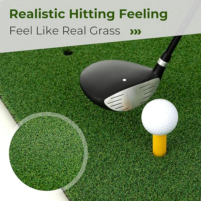 Tangkula Golf Hitting Mat, Artificial Turf Mat for Indoor/Outdoor Golf Practice Includes 2 Rubber Tees & 2 Alignment Sticks, Golf Training Mat for Home Backyard Garage