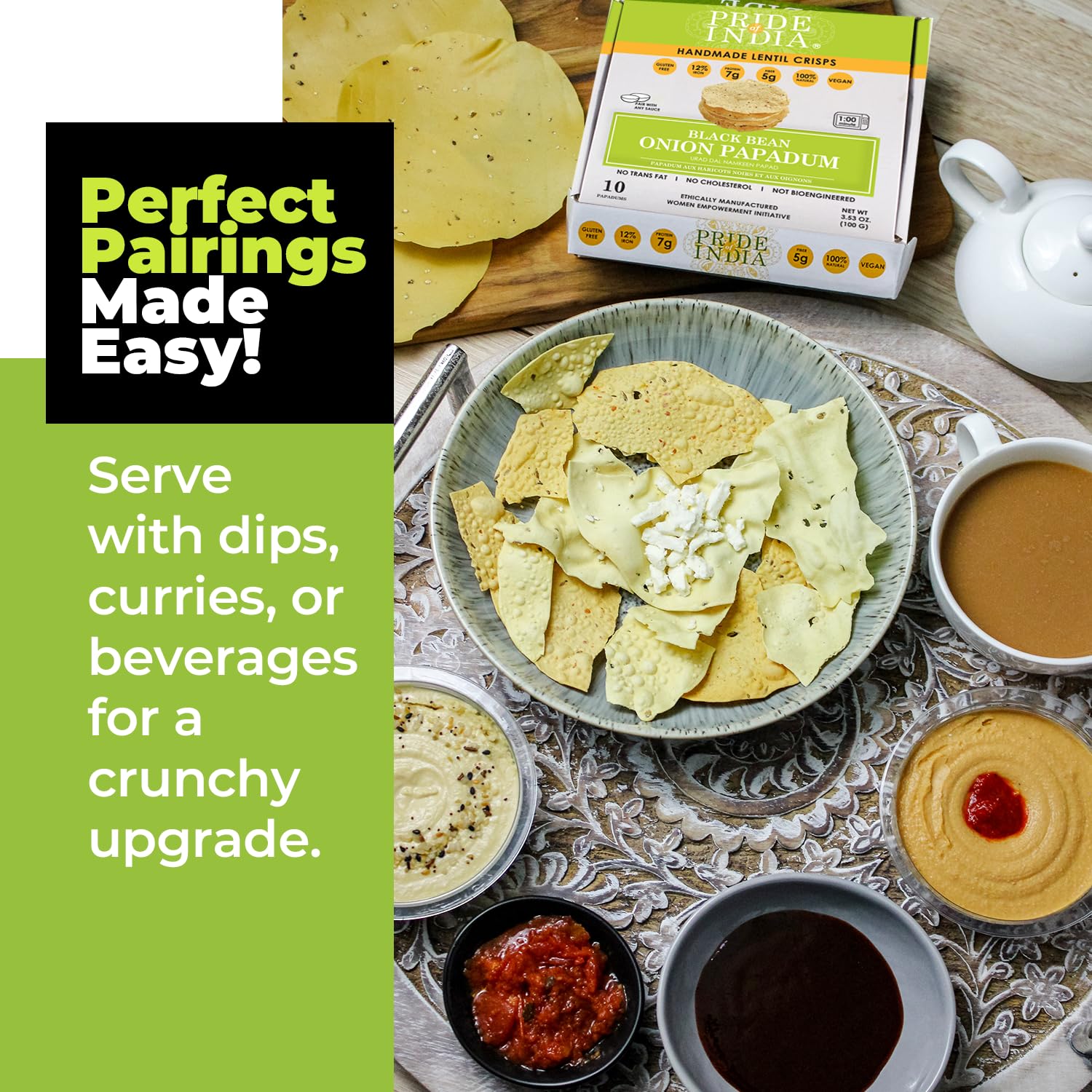 Onion Papadum Indian Lentil Crisps (Papad)