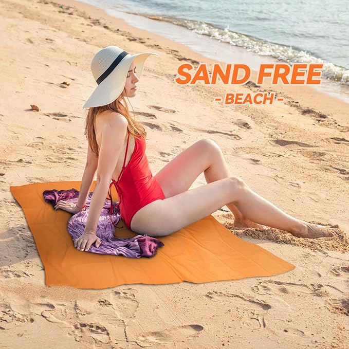 Microfiber Beach Towel-Perfect for Travel, Sports, Camping, Swimming, Yoga, Gym- Quick Dry, Sand Free, Compact, Lightweight, Absorbent (Orange,Small(101x50cm, 40x20”))