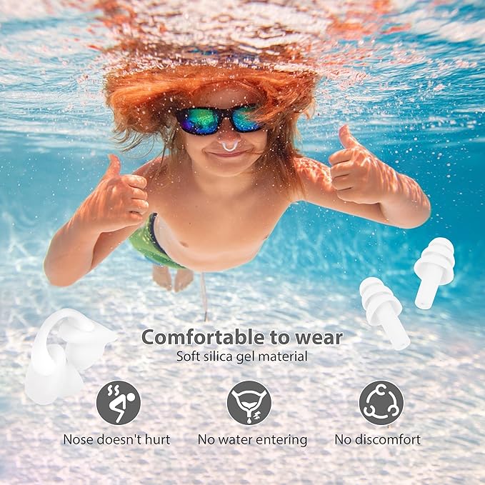 Nose Plugs for Swimming for Kids(Age 4-7),Painless Nose Clip for Swimming, Ensure Comfort and Safety in The Water (White, Small)