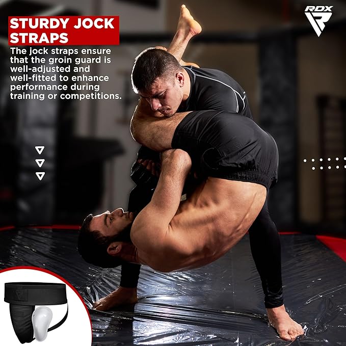 RDX Groin Protector Cup Men, Boxing Kickboxing MMA Muay Thai Sparring Groin Guard, Ventilated Adjustable,Karate Fighting Training, Underwear Jiu Jitsu BJJ Protection, Boys Youth