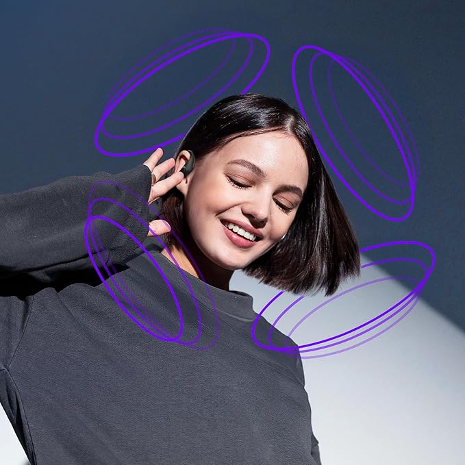 occiam Active Noise Cancelling Ear Buds Wireless Earbuds Bluetooth Headphones 96Hrs Playback LED Display Over-Ear Waterproof Earphones with Earhooks Mics Clear Call for Sport/Running/Workout Black