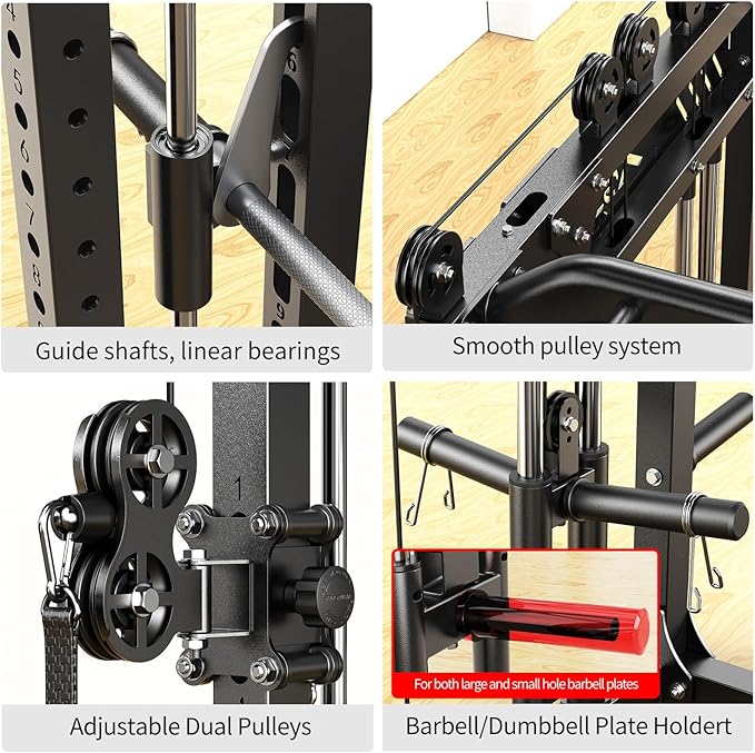 Power Cage,1600lbs Multi-Function Power Rack with Adjustable Cable Crossover System and More Training Attachment, Weight Cage for Home Gym