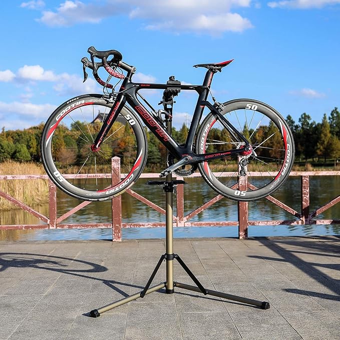 CXWXC Bike Workstand with Adjustable, Bicycle Repair Stand for Maintenance Folding and Lightweight (Champagne-3)