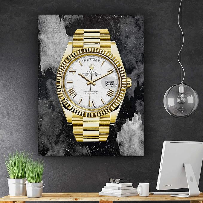 SuccessHunters Luxury Gold Watch Canvas Print Office Wall Decoration Home Decor Modern Art Prints Inspiration Motivation Inspire Entrepreneur Quote Inspirational Motivational House Decal (8 x 8 in)