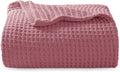 Bedsure 100% Cotton Large Throw Blanket for Couch 50x70 inches - Breathable and Soft, Waffle Weave Throw Blanket for Office, Dusty Rose
