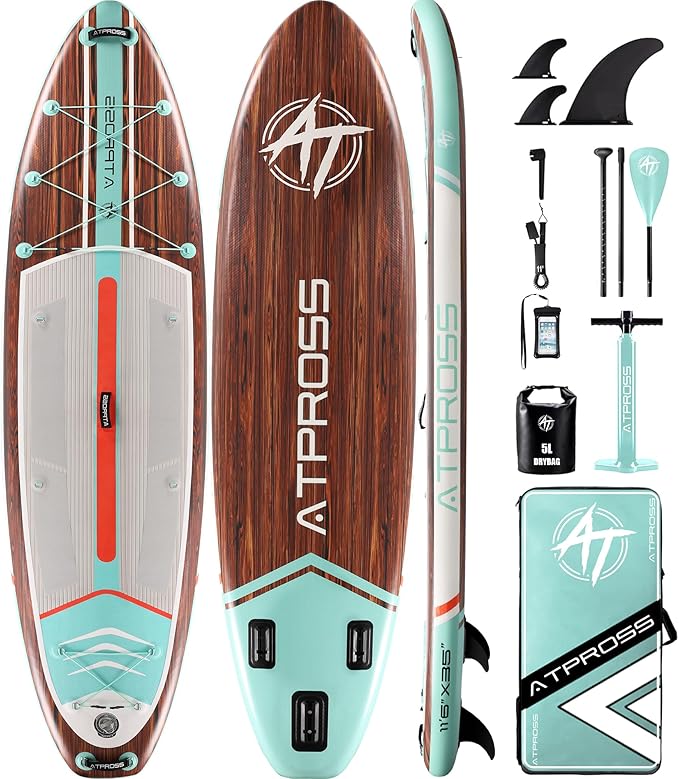11'6"x35" Inflatable Paddle Board, 450lbs Extra Wide Stand Up Paddleboard for Adults with Premium SUP Accessories Kit & Backpack, Blow Up Kayak Non-Slip Stable Deck Boat for Yoga Fishing Surf